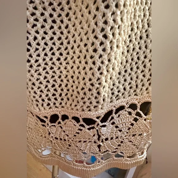 Storybook Knits Butter Yellow Open Weave Delicate Crochet Whimsical Oversized S - Picture 7 of 11